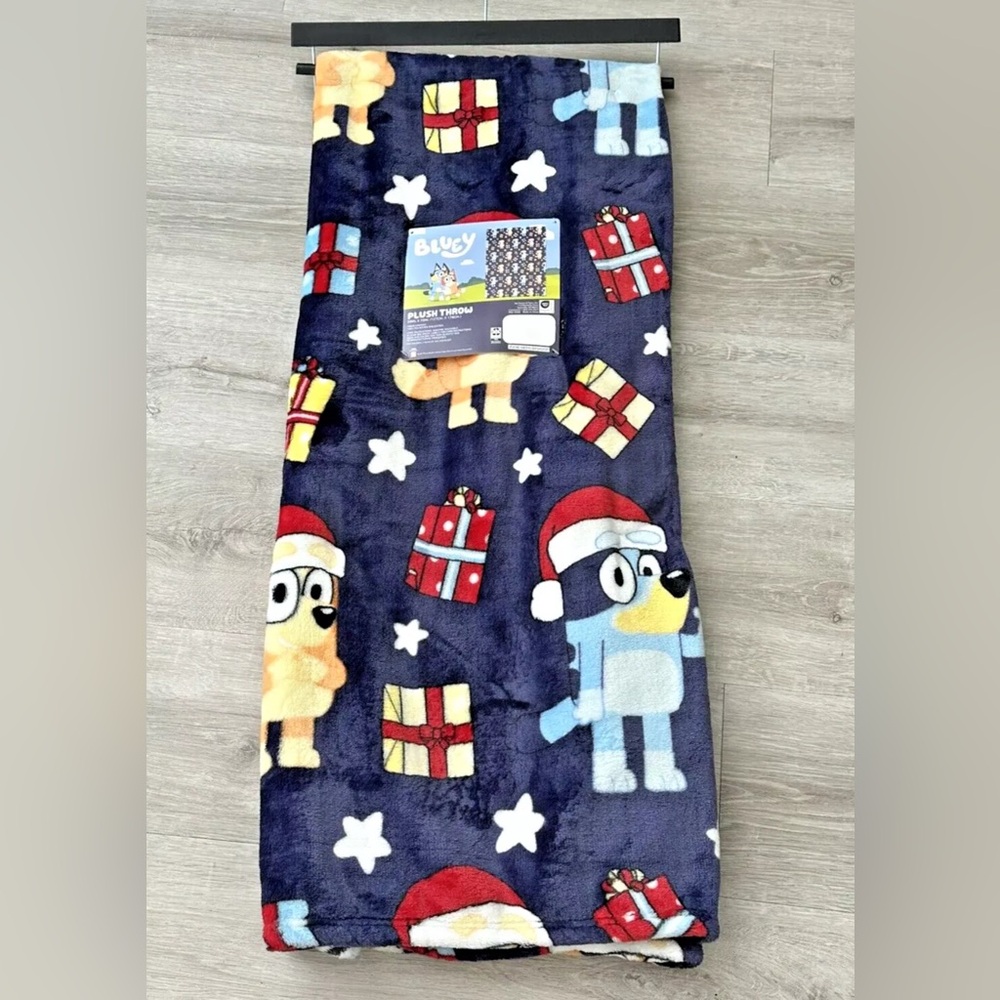 Christmas Bluey and Bingo Santa Hat Gifts Soft 50”x70” Throw Holiday Blanket